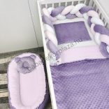 Deluxe Baby Minky babaágynemű garnitúra babafészekkel - 5 részes - orgona - világos rózsaszín