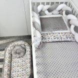 Babaágynemű garnitúra babafészekkel - 5 részes - kisrókák