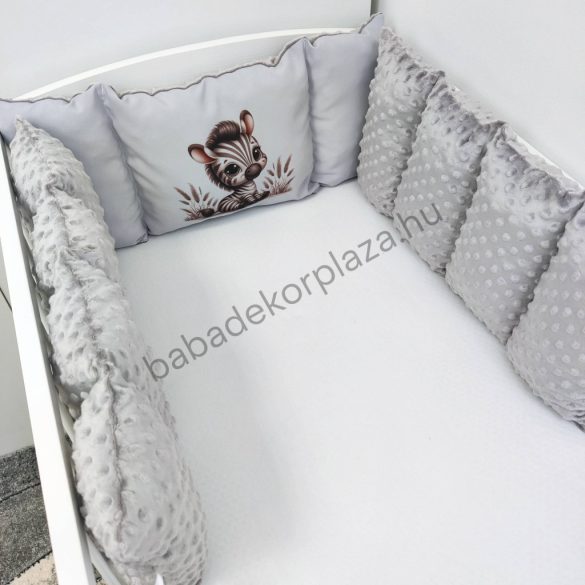 Deluxe Baby Extra párnás rácsvédő - Dreamland Collection - grafitszürke - bébi szafari zebra