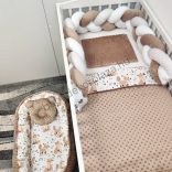 Babaágynemű garnitúra babafészekkel - 5 részes - vidám rókakölykök