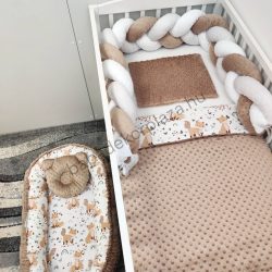   Babaágynemű garnitúra babafészekkel - 5 részes - vidám rókakölykök