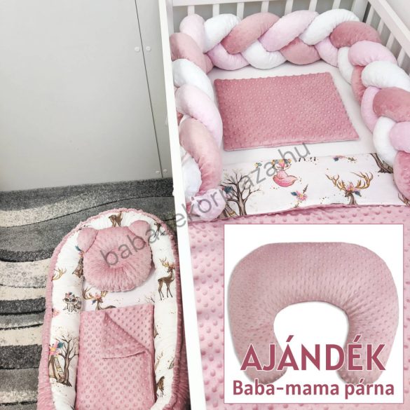 My Happy Baby babaágynemű garnitúra AJÁNDÉK baba-mama párnával – Cuki rókalány és mosómedve
