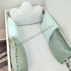   Rácsvédő párna felhőpárnával - 5 db-os - Minky - menta - zsályazöld