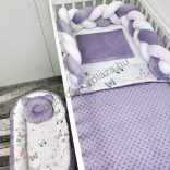 Babaágynemű garnitúra babafészekkel - 5 részes - tavaszi pillangók