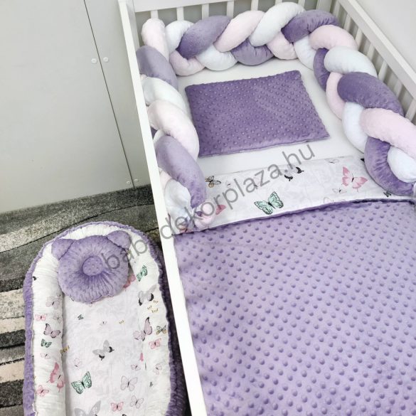 Babaágynemű garnitúra babafészekkel - 5 részes - tavaszi pillangók