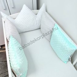   Rácsvédő párna koronapárnával - 5 db-os - Minky - szürke - menta