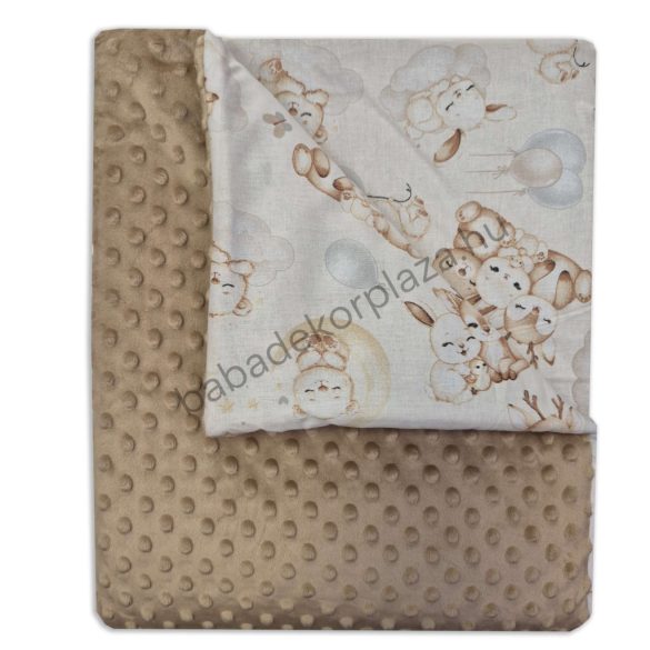 Babatakaró - bélelt - 70*90 cm - cappuccino - bébi erdei állatok