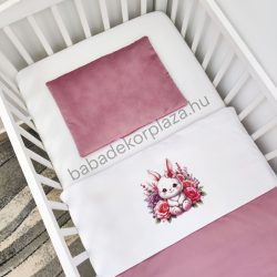   Deluxe Baby 2 részes babaágynemű garnitúra - takaró + párna - mályva - nyuszi virágokkal