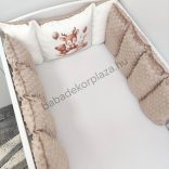 Deluxe Baby Extra párnás rácsvédő - Dreamland Collection - cappuccino bébi erdei állatok