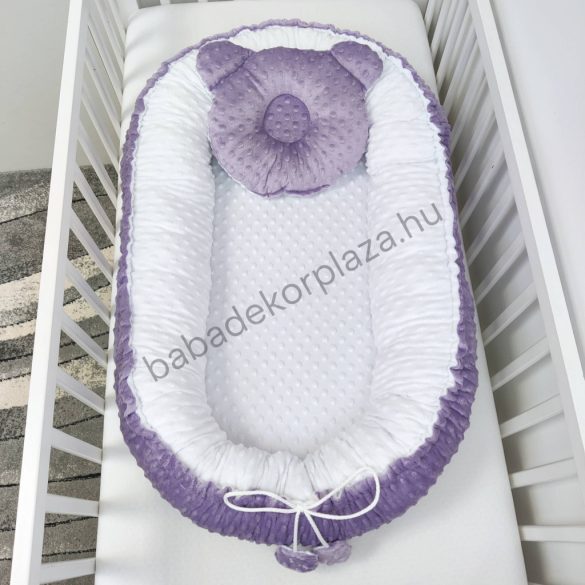 Deluxe Baby többfunkciós babafészek macipárnával - Minky orgona - fehér