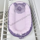 Deluxe Baby többfunkciós babafészek macipárnával - Minky orgona - világos rózsaszín