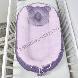   Deluxe Baby többfunkciós babafészek macipárnával - Minky orgona - világos rózsaszín