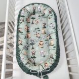 Deluxe Baby többfunkciós babafészek - zöld bársony - szafari kölykök