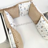 Rácsvédő párna 6 db-os - Minky - cappuccino - macikák szivárványon