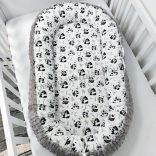 Deluxe Baby többfunkciós babafészek - Minky grafitszürke - pandák