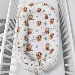   Deluxe Baby többfunkciós babafészek - Minky mogyoró - vidám baglyocskák