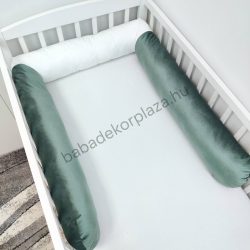 Rácsvédő hengerpárna - 210 cm - zöld-fehér bársony
