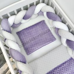   Deluxe Baby 3 részes Minky babaágynemű garnitúra - takaró + párna + fonott rácsvédő - orgona - szürke