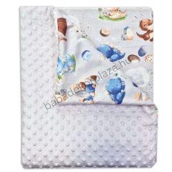 Babatakaró - bélelt - 70*90 cm - szürke - cuki dínók