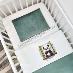   Deluxe Baby 2 részes babaágynemű garnitúra - takaró + párna - smaragdzöld - vidám panda
