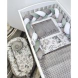 Deluxe Baby babaágynemű garnitúra babafészekkel - 5 részes - grafitszürke - bébi szafari II.