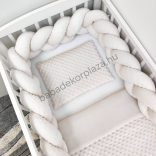 Deluxe Baby 3 részes babaágynemű garnitúra - takaró + párna + fonott rácsvédő - mogyoró