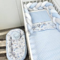   Deluxe Baby babaágynemű garnitúra babafészekkel - 5 részes - világoskék - hőlégballonok