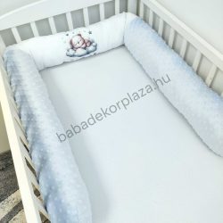 Rácsvédő hengerpárna - 210 cm - világoskék alvó maci
