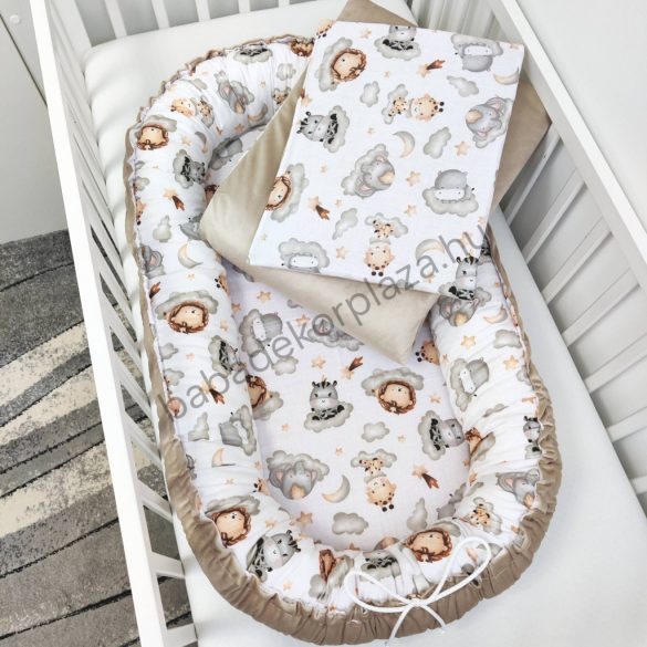 Babaágynemű garnitúra babafészekkel - 3 részes - Vidám szafari II. (Limitált széria)