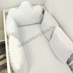   Deluxe Baby Minky párnás rácsvédő felhőpárnával, 5 db-os - tricolor (fehér - szürke - világos rózsaszín)