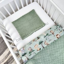   Deluxe Baby 2 részes babaágynemű garnitúra - takaró + párna - sötét zsályazöld - szafari kölykök