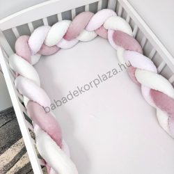   Fonott rácsvédő 70*120-as kiságyban körbeérő - Minky tricolor (mályvarózsa - világos rózsaszín - vanília)