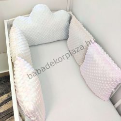   Rácsvédő párna felhőpárnával - 5 db-os - Minky - mogyoró - rózsaszín