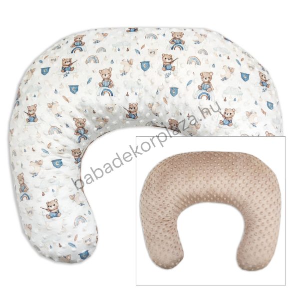 Comfort Minky szoptatós párna - cappuccino - macikák szivárványon