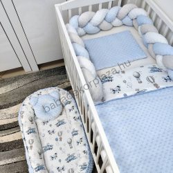   Deluxe Baby babaágynemű garnitúra babafészekkel - 5 részes - világoskék - repcsis rókák