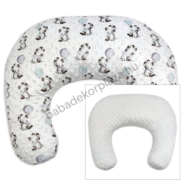 Comfort Minky szoptatós párna - szürke - zebrák lufikkal