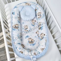  Deluxe Baby többfunkciós babafészek macipárnával - Minky világoskék - bébi zsiráf