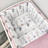 Deluxe Baby babaágynemű garnitúra Extra párnás rácsvédővel - mintás Minky - VÁLASZTHATÓ SZÍNBEN