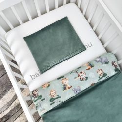   Deluxe Baby 2 részes babaágynemű garnitúra - takaró + párna - zöld bársony - szafari kölykök