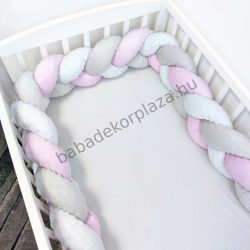   Fonott rácsvédő Minky - tricolor (szürke - rózsaszín - fehér) - VÁLASZTHATÓ MÉRETBEN