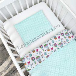 Babaágynemű - 2 részes - menta - cica és kutyus