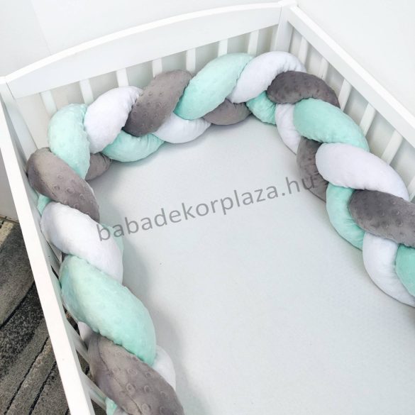 Minky fonott rácsvédő - tricolor (grafit - menta - fehér) - VÁLASZTHATÓ MÉRETBEN
