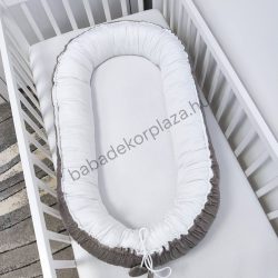   Deluxe Baby többfunkciós bársony babafészek - homokszürke - fehér