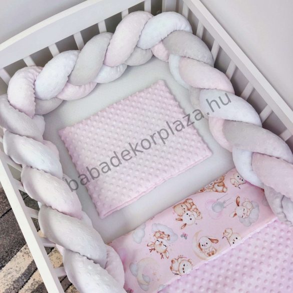 Babaágynemű - 3 részes - rózsaszín - bébi erdei állatok