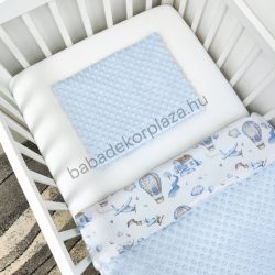   Deluxe Baby 2 részes babaágynemű garnitúra - takaró + párna - világoskék - hőlégballonok