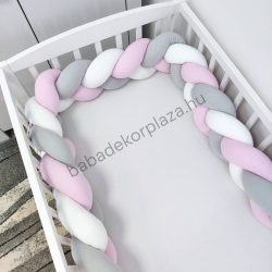    Fonott rácsvédő 190 cm - tricolor (világos rózsaszín - világos szürke - fehér) 