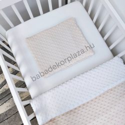   2 részes Minky babaágynemű garnitúra - takaró + párna - mogyoró - fehér