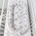 Deluxe Baby többfunkciós babafészek - Minky világos rózsaszín - felhőn alvó macikák