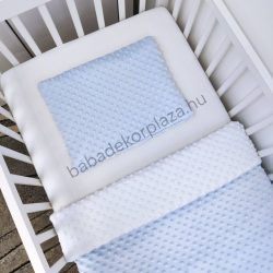   2 részes Minky babaágynemű garnitúra - takaró + párna - világoskék - fehér