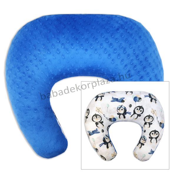 Comfort kétoldalas szoptatós párna - sötétkék - pingvinek